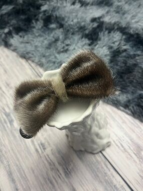 Brown Handmade Seal Fur Bow Tie